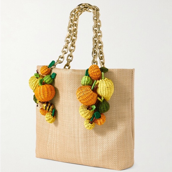Aquazzura Citrus Punch Mini Embellished Raffia Tote - Neutral $1,295 - Picture 5 of 12